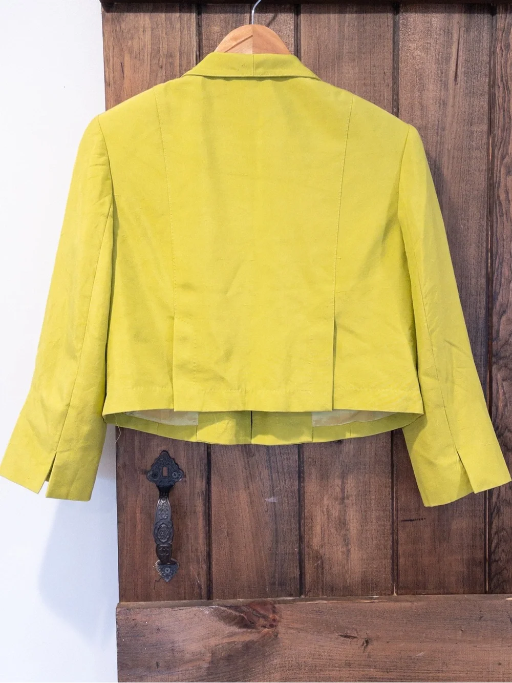 Vintage Carlisle 1990’s Silk Crop Blazer Jacket Chartreuse Lime Green